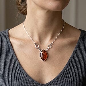 Baltic Amber Necklace in Sterling Silver (20 Inches)
