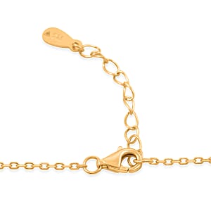 Butterscotch Amber, Simulated Diamond Necklace in 14K YG Over Sterling Silver (16-18 Inches)