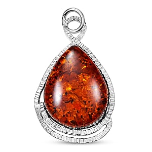 Baltic Amber Wrap Pendant without Chain in Sterling Silver