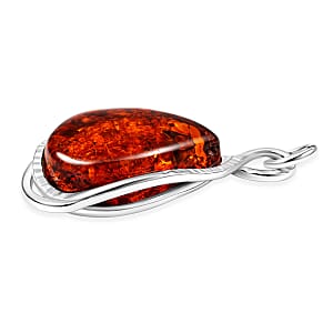 Baltic Amber Wrap Pendant without Chain in Sterling Silver