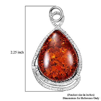 Baltic Amber Wrap Pendant without Chain in Sterling Silver