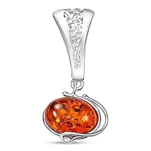 Baltic Amber Wrap Pendant without Chain in Sterling Silver