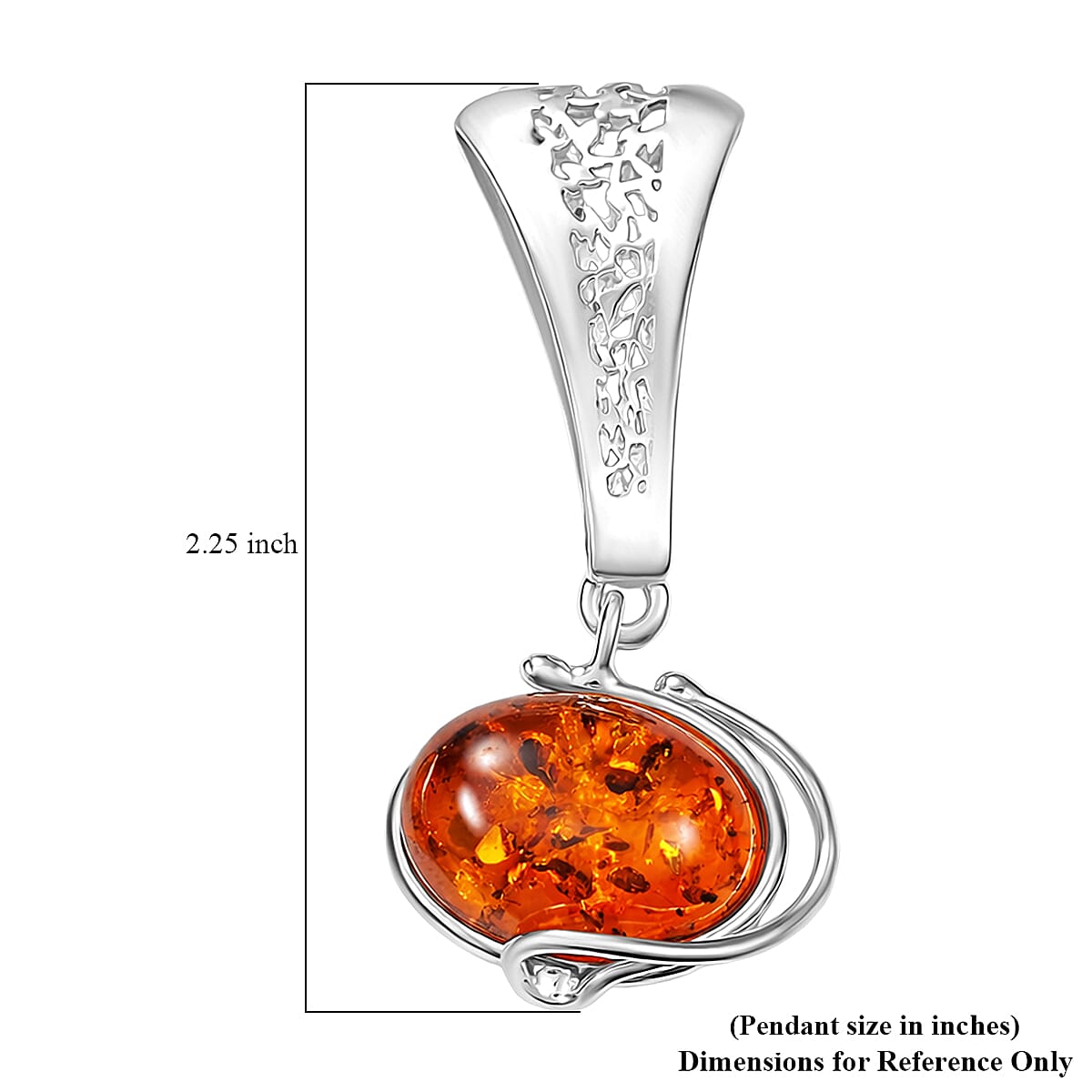 Baltic Amber Wrap Pendant without Chain in Sterling Silver image number 4