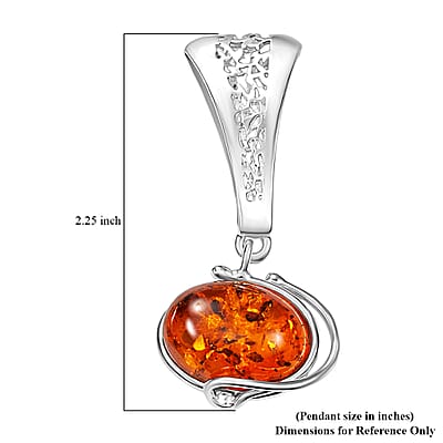 Baltic Amber Wrap Pendant without Chain in Sterling Silver