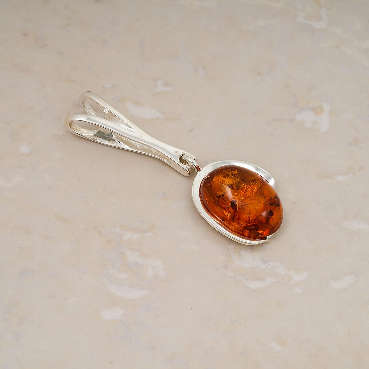 Baltic Amber Wrap Pendant without Chain in Sterling Silver image number 1