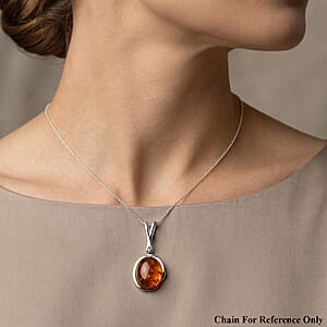 Baltic Amber Wrap Pendant without Chain in Sterling Silver