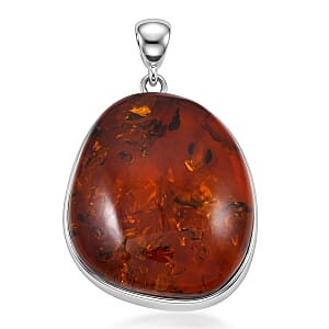 Baltic Amber Wrap Pendant without Chain in Sterling Silver
