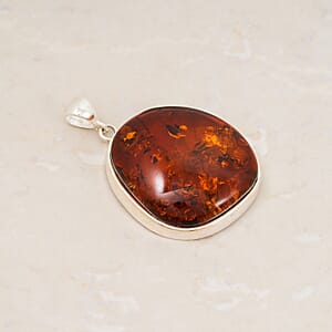 Baltic Amber Wrap Pendant without Chain in Sterling Silver