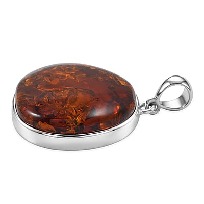 Baltic Amber Wrap Pendant without Chain in Sterling Silver