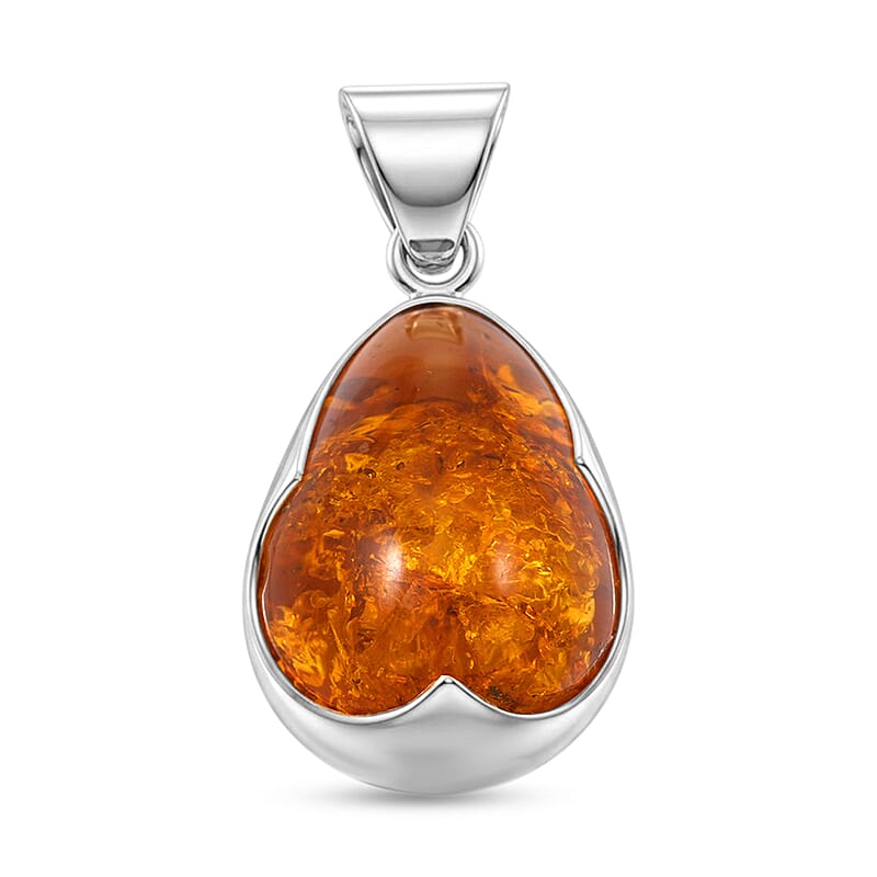 Baltic Amber Pendant without Chain in Sterling Silver