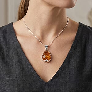 Baltic Amber Pendant without Chain in Sterling Silver