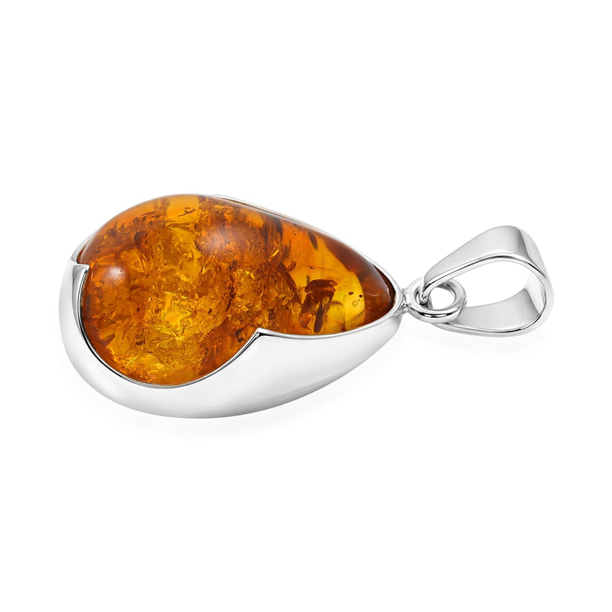 Baltic Amber Pendant without Chain in Sterling Silver image number 3