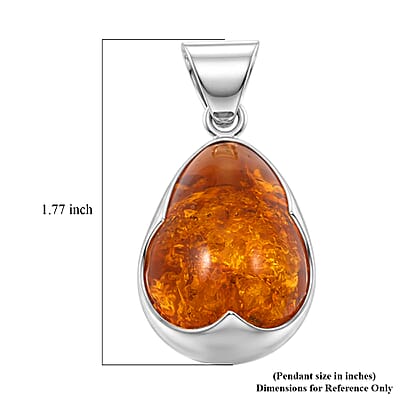 Baltic Amber Pendant without Chain in Sterling Silver