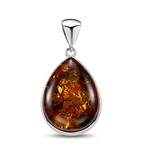 Baltic Amber Pendant without Chain in Sterling Silver
