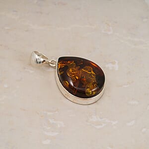 Baltic Amber Pendant without Chain in Sterling Silver