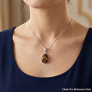 Baltic Amber Pendant without Chain in Sterling Silver