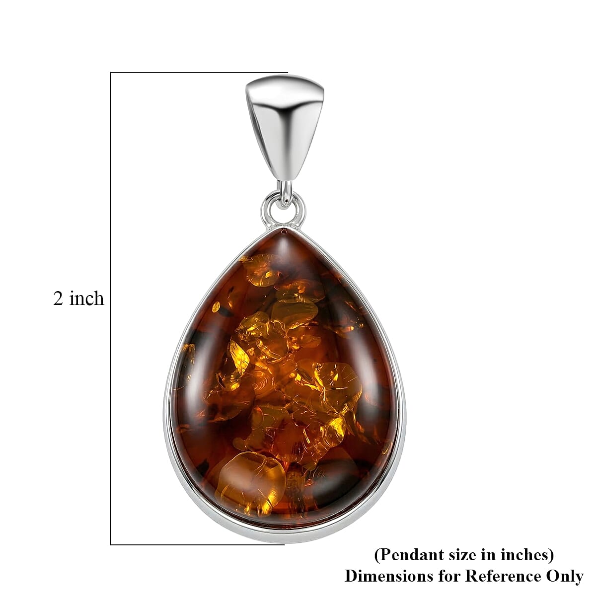 Baltic Amber Pendant without Chain in Sterling Silver image number 4