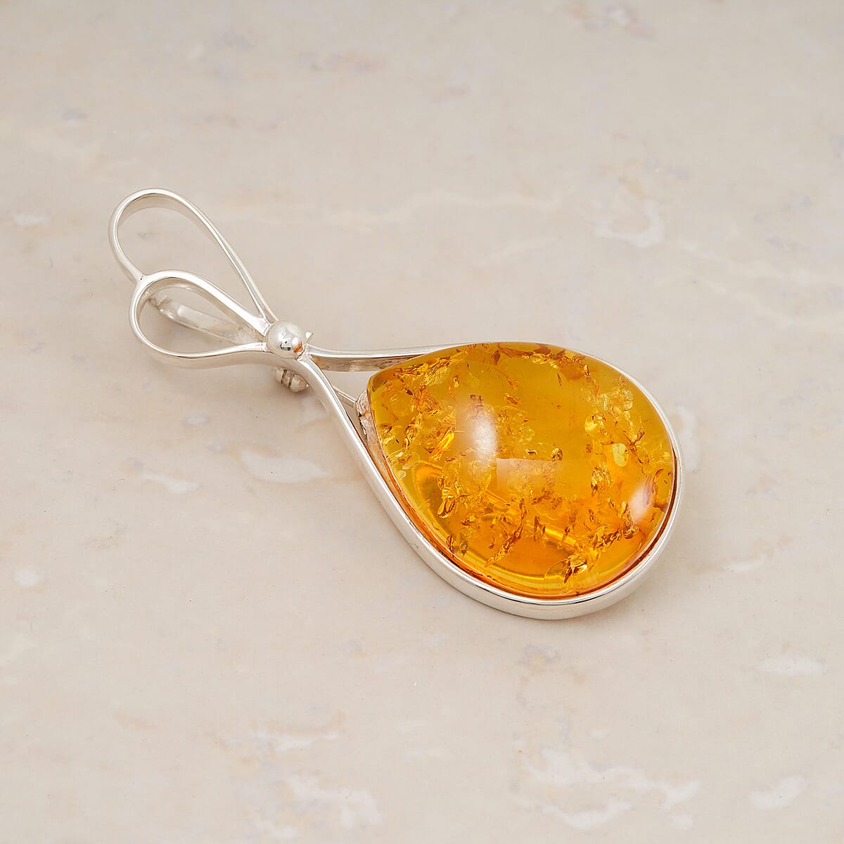 Baltic Amber Brooch in Sterling Silver image number 1