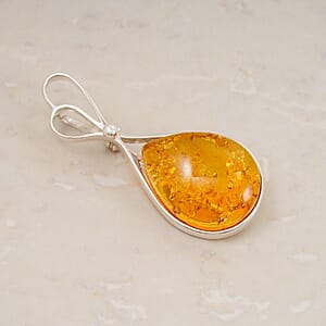 Baltic Amber Brooch in Sterling Silver