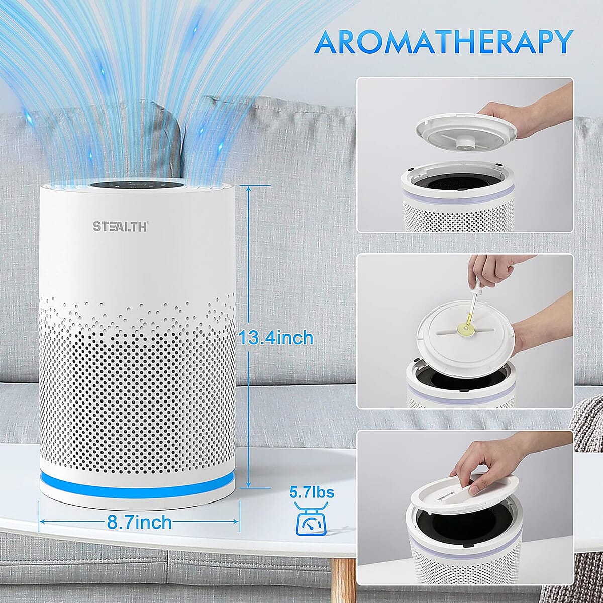Closeout Stealth Air Purifier with Aromatherapy -White image number 1