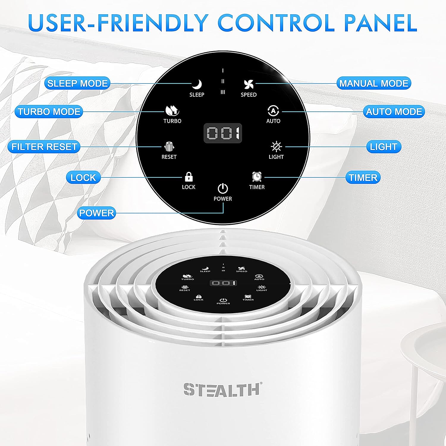 Closeout Stealth Air Purifier with Aromatherapy -White