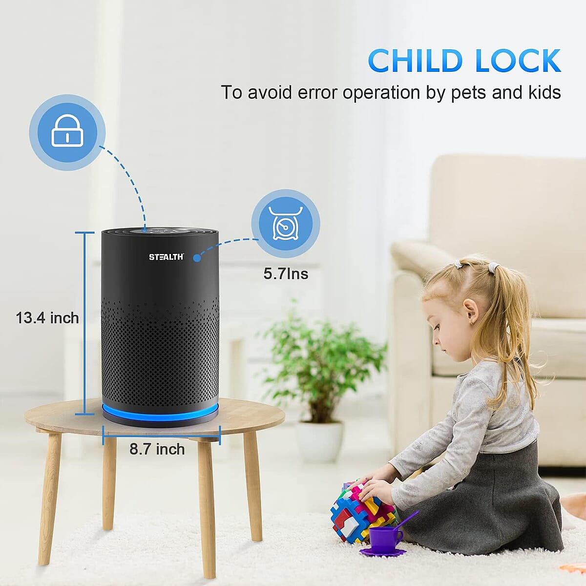 Closeout Stealth Air Purifier with Aromatherapy -Black image number 2