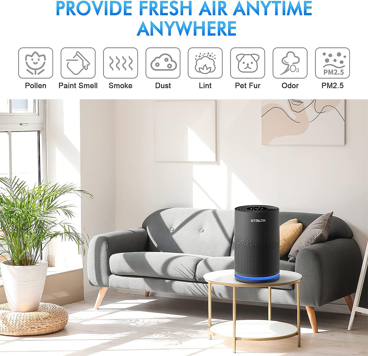 Closeout Stealth Air Purifier with Aromatherapy -Black image number 3