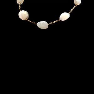 EverTrue White Agate 295.00 ctw Beaded Necklace in ION Plated Yellow Gold Stainless Steel 24-26 Inches