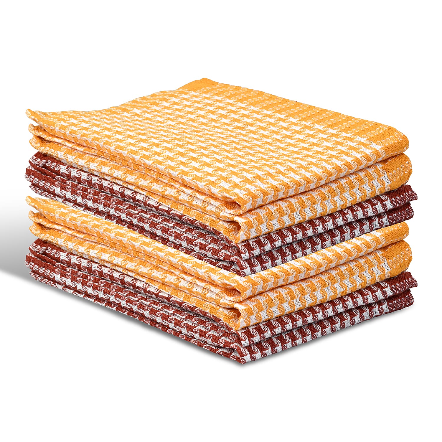 Livmore Red and Yellow Set of 8 Cotton Recycled Kitchen Towel Highly Absorbent for Cleaning & Quick Drying of Plates & Glasses