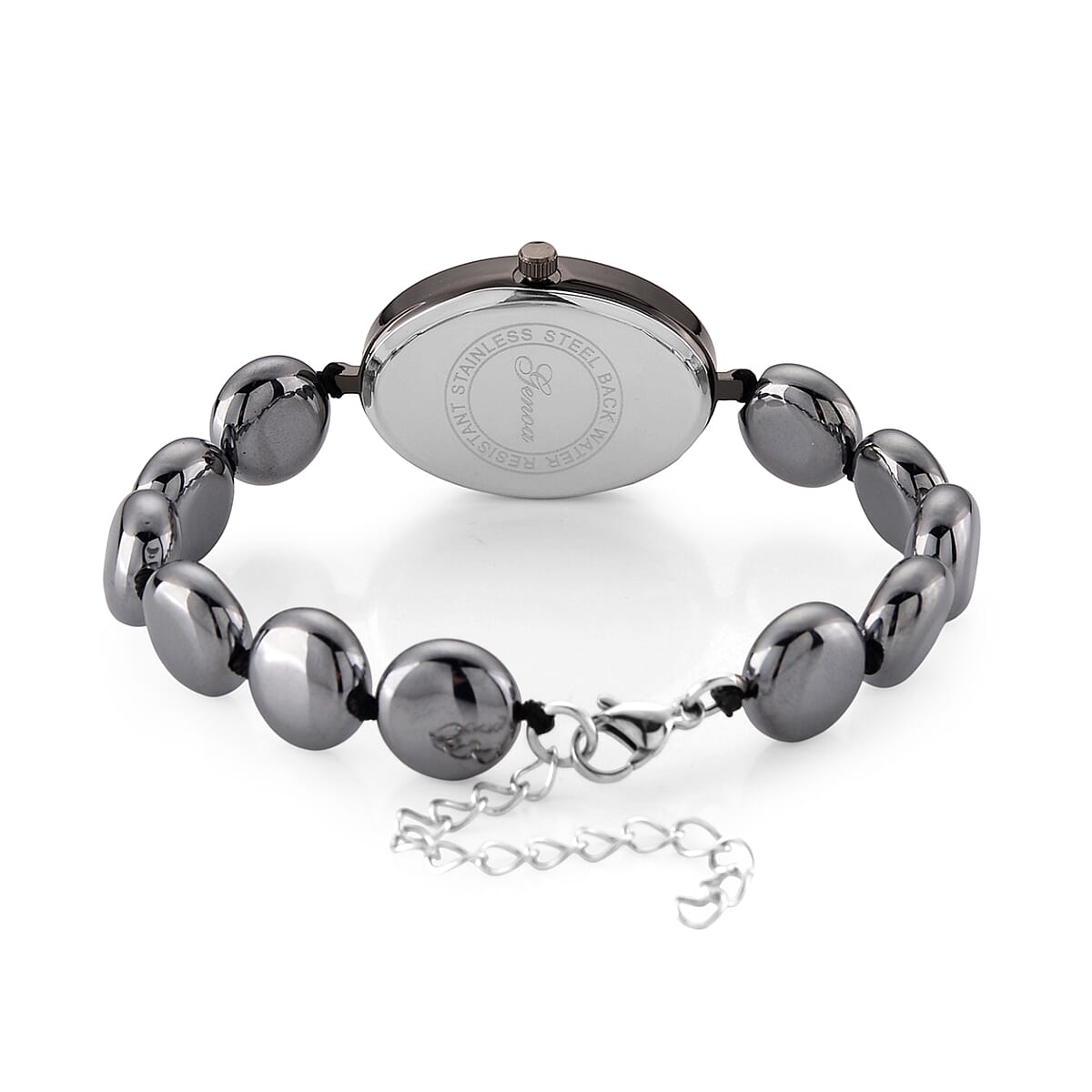 Genoa Terahertz PC21S Japanese Quartz Movement Bracelet Watch in Black Silvertone image number 4