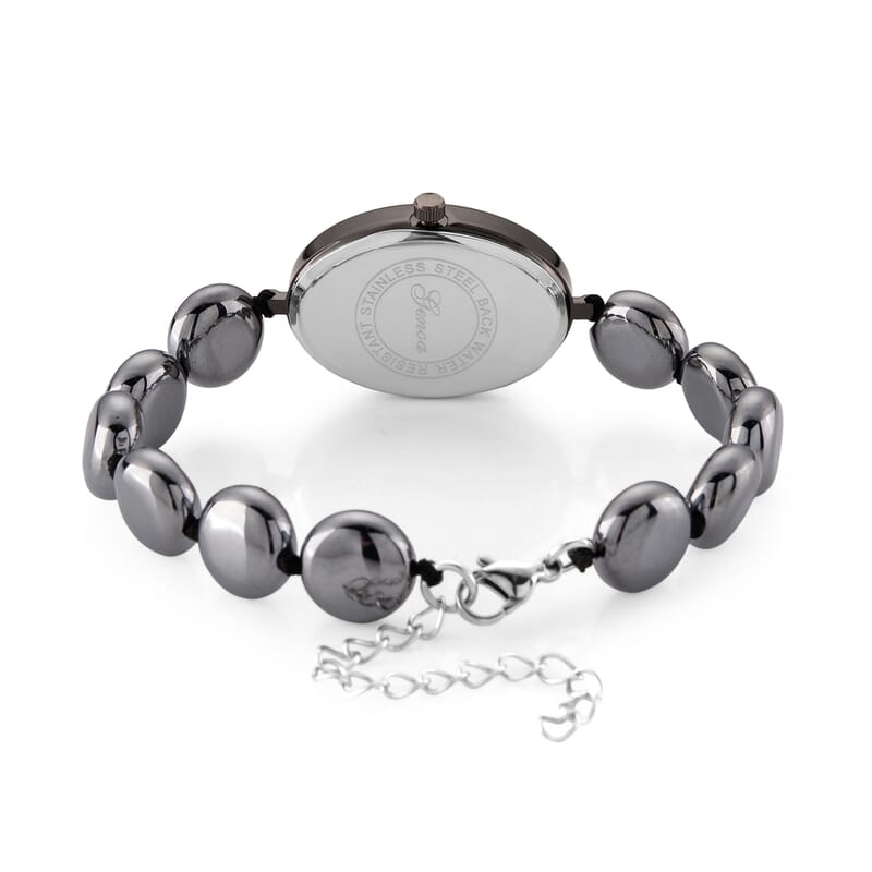 Genoa Terahertz PC21S Japanese Quartz Movement Bracelet Watch in Black Silvertone