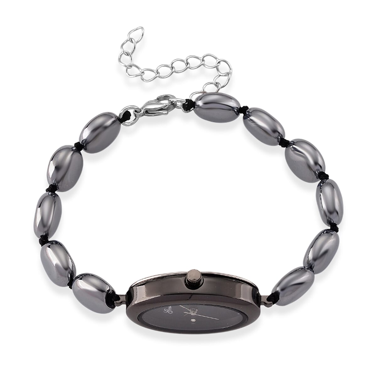 Genoa Terahertz PC21S Japanese Quartz Movement Bracelet Watch in Black Silvertone image number 6
