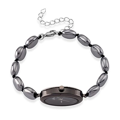 Genoa Terahertz PC21S Japanese Quartz Movement Bracelet Watch in Black Silvertone
