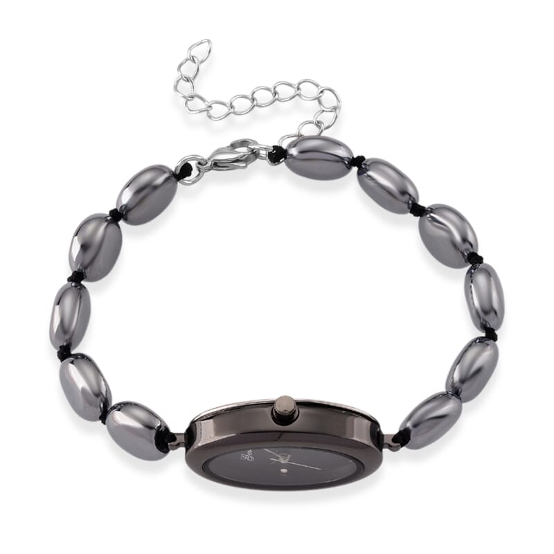 Genoa Terahertz PC21S Japanese Quartz Movement Bracelet Watch in Black Silvertone