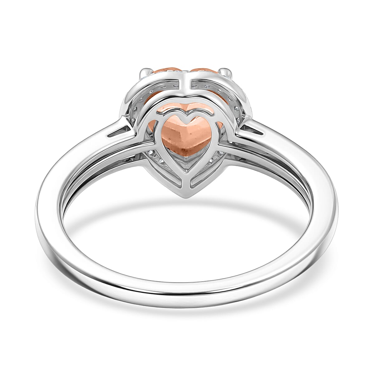 Luxoro Premium Marropino Morganite and Diamond I2 1.42 ctw Ring in 10K White Gold (Size 10.5) image number 4