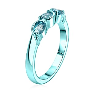 D'Joy Premium Cambodian Blue Zircon 0.90 ctw Ocean Waves Ring in Blue E-coat Sterling Silver (Size 10.0)