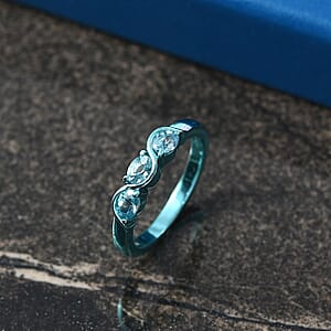 D'Joy Premium Cambodian Blue Zircon 0.90 ctw Ocean Waves Ring in Blue E-coat Sterling Silver (Size 5.0)