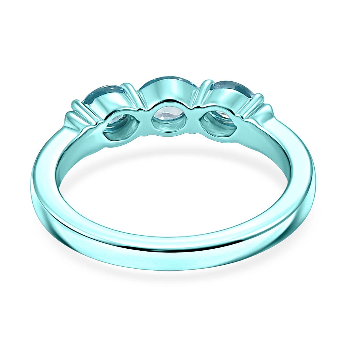 D'Joy Premium Cambodian Blue Zircon 0.90 ctw Ocean Waves Ring in Blue E-coat Sterling Silver (Size 5.0) image number 4