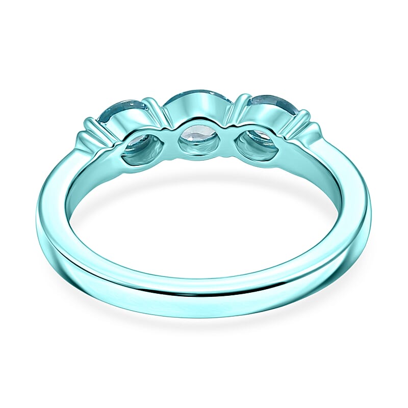 D'Joy Premium Cambodian Blue Zircon 0.90 ctw Ocean Waves Ring in Blue E-coat Sterling Silver (Size 5.0)