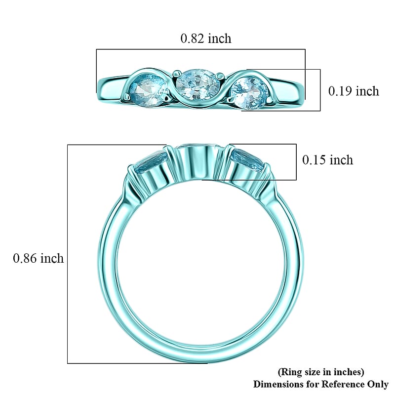 D'Joy Premium Cambodian Blue Zircon 0.90 ctw Ocean Waves Ring in Blue E-coat Sterling Silver (Size 5.0)