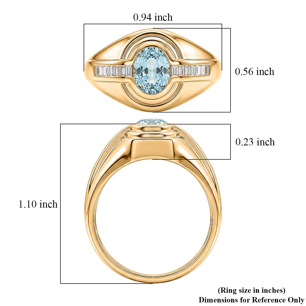 D'Joy Premium Cambodian Blue Zircon and Moissanite 2.25 ctw Men's Ring in 18K Vermeil Yellow Gold Over Sterling Silver (Size 12.0)