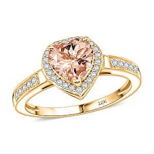 Luxoro Premium Marropino Morganite and Diamond I2 1.42 ctw Ring in 10K Yellow Gold (Size 10.0)