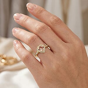 Luxoro Premium Marropino Morganite and Diamond I2 1.42 ctw Ring in 10K Yellow Gold (Size 9.0)