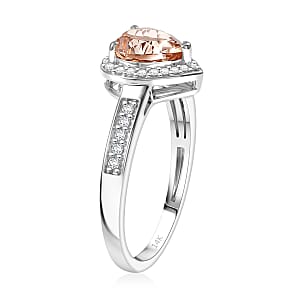 Luxoro Premimu Marropino Morganite and Diamond I2 1.42 ctw Ring in 14K White Gold (Size 4.0)