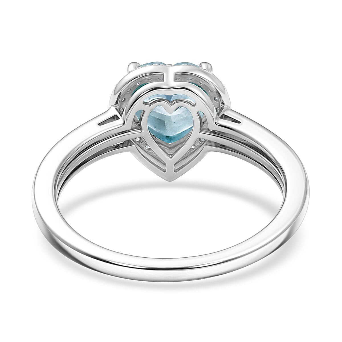 Luxoro AAA Mangoro Aquamarine and Diamond I2 1.42 ctw Ring in 14K White Gold (Size 10.0) image number 4