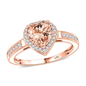 Luxoro Premimu Marropino Morganite and Diamond I2 1.47 ctw Ring in 14K Rose Gold (Size 10.0)