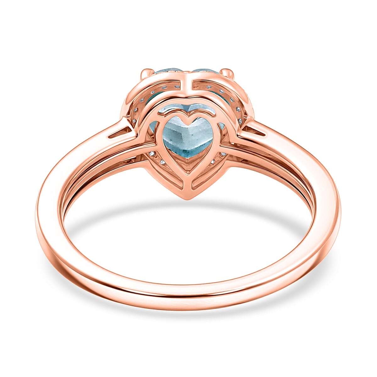Luxoro AAA Mangoro Aquamarine and Diamond I2 1.42 ctw Ring in 14K Rose Gold (Size 12.0) image number 4