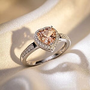 Rhapsody Premium Marropino Morganite and Diamond E-F VS 1.42 ctw Ring in 18K White Gold (Size 8.0) 4 Grams