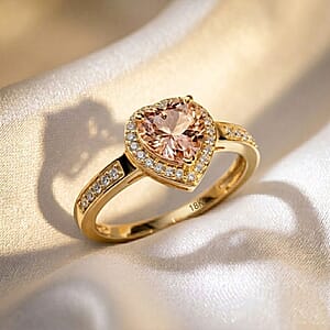 Rhapsody Premium Marropino Morganite and Diamond E-F VS 1.42 ctw Ring in 18K Yellow Gold (Size 8.5) 4 Grams