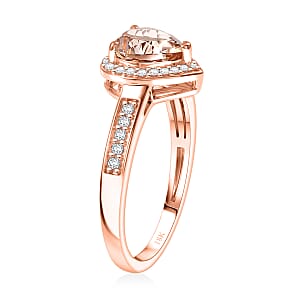 Rhapsody Premium Marropino Morganite and Diamond E-F VS 1.42 ctw Ring in 18K Rose Gold (Size 5.5) 4 Grams